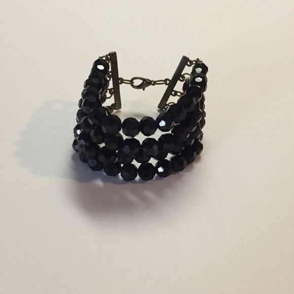 Black Crystal Beaded Bracelet