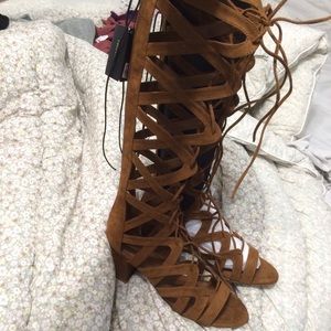 Forever 21 suede brown gladiators
