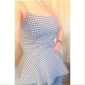 black & white gingham peplum tank