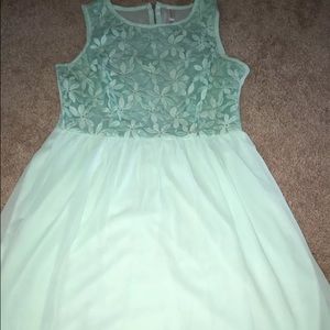 Mint dress with floral details