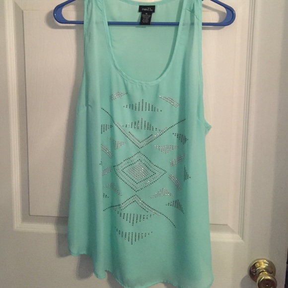 Rue21 Tops - Teal tank with tribal print