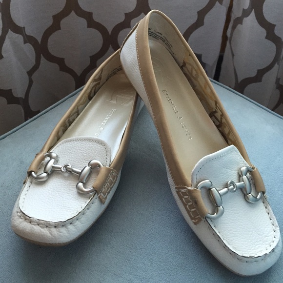 White / Tan Ettienne Aigner Loafers