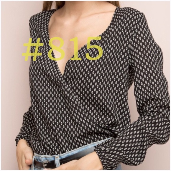 Brandy Melville Black Leaf Print Zosia Top NWOT