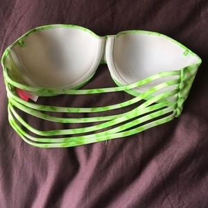 Strappy back bandeau Neon green swimsuit 36B