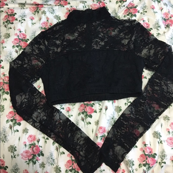 Sexy Black Lace Crop Top