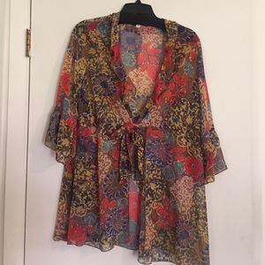 Cabi Sheer Multicolored Cardigan