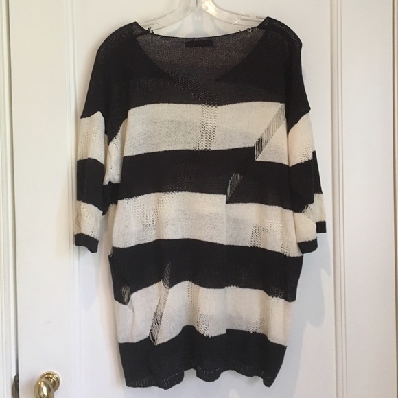 LF Blue and White Striped Ripped Sweater - Picture 2 of 4