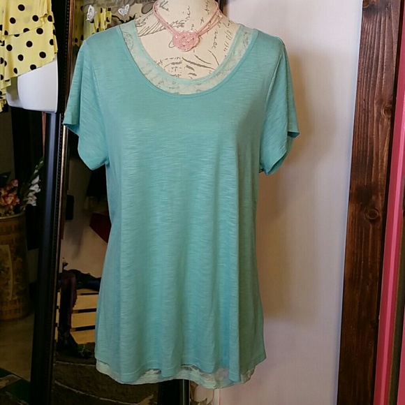MUDD 2 Pc Mint Green Lace Tank/butterfly Top