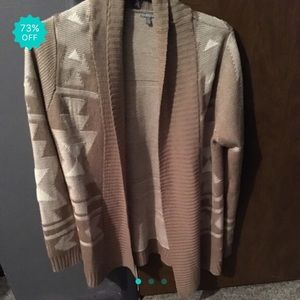 Small Beige Patterned Cardigan Sweater