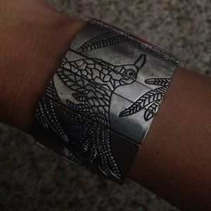 Silver bird bangle