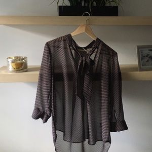 Small Kimchi Blue Geo-Pattern Sheer Blouse