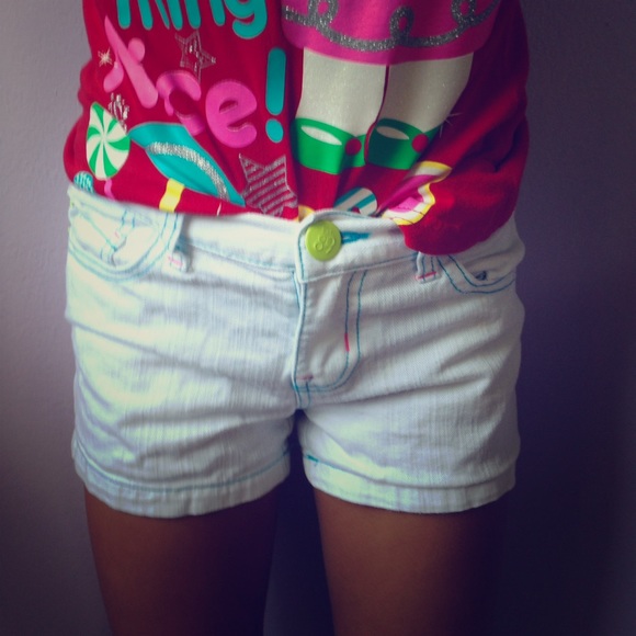 The children's place white colorful denim shorts