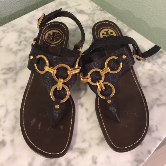 Tory Burch brown & gold sandals