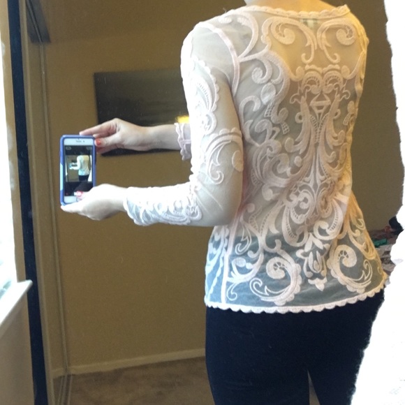 ❌sold❌Express sheer mesh thick stitch detail top - Picture 2 of 3