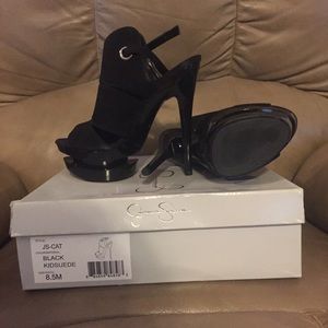 Cute black suede Jessica Simpson shoes.