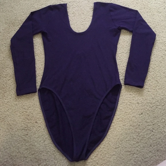 Purple American Apparel Long Sleeve Bodysuit