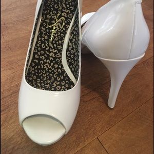 Pure White Jessica Simpson Open Toe 4" Pump SZ 8.5