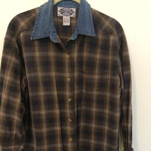 Denim collar flannel