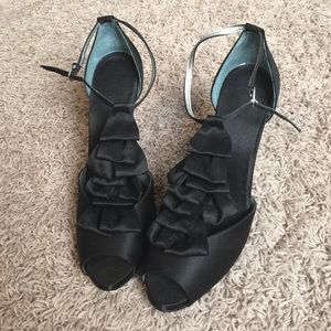 SALE! Peep Toe Ruffle Heels - Audrey Brooke