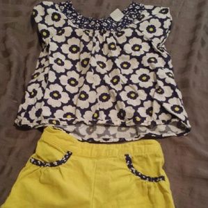 4T girls floral yellow and navy outfit