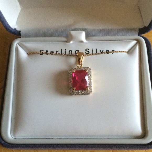 Gold over silver ruby pendant
