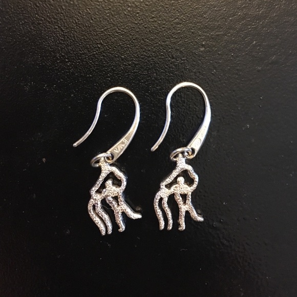 Emporio Armani pave silver earrings, Aquarius NWT