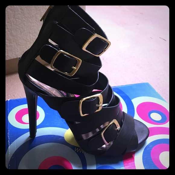 Dollhouse Strap, Gold Buckle Heels