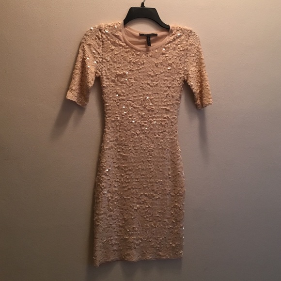 BCBGMAXAZRIA Blush Fully Sequined Cocktail Dress