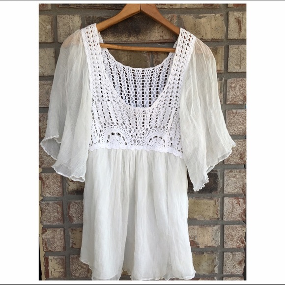 Crochet bell sleeve top