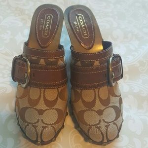 Coach Sable Jacquard Fabric Signature Clogs