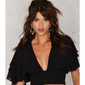 Nasty Gal Deep V Cape Top