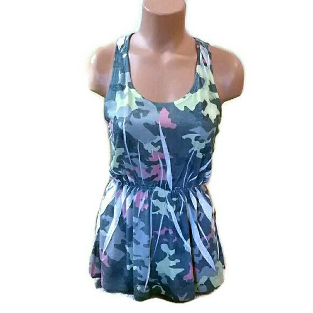 Mandee Camouflage Empire Waist Blouse Small