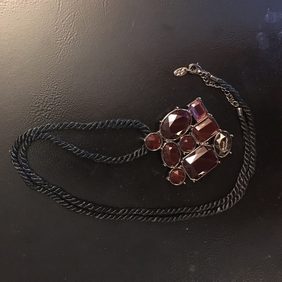 Armani Exchange gem pendant & black rope necklace