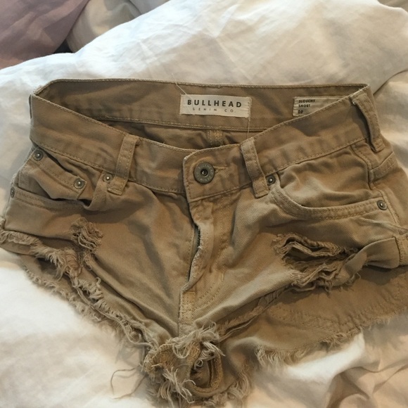 Tan denim shorts