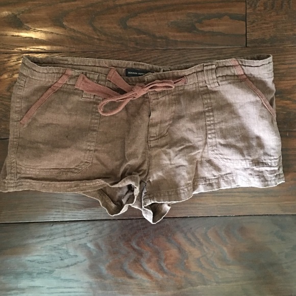 Brown linen shorts