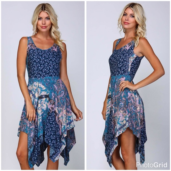 ! Waterfall fit n flare dress! 💙 LAST ONE!! - Picture 3 of 4