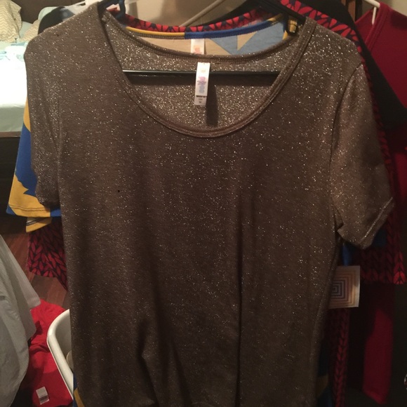 Medium LuLaRoe sparkly brown classic tee