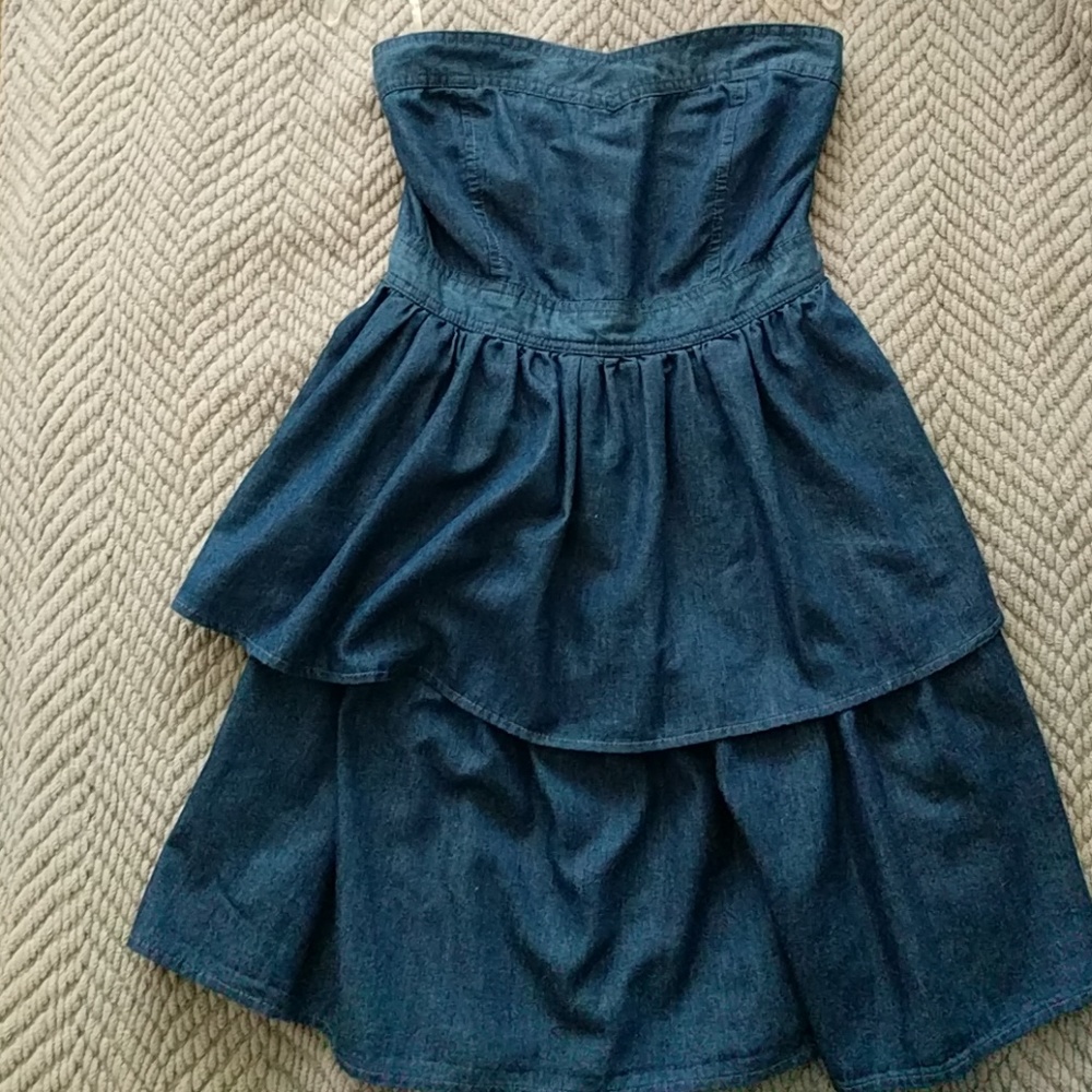 Denim strapless dress