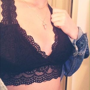 black lace racer back bralette