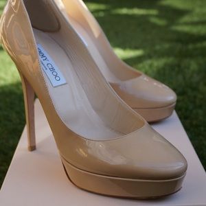 Jimmy Choo patent leather nude cosmic shoes 39 1/2