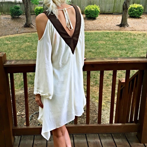 Ivory/brown faux suede dress! - Picture 3 of 3