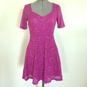 Urban Outfitters fuchsia short sleeve lace dress