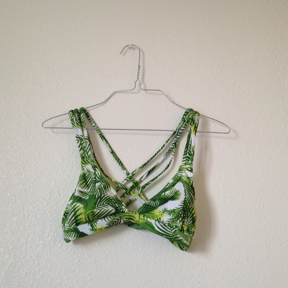 Palm tree print bikini top