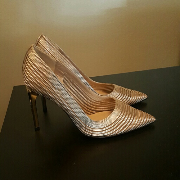 Gold Diane Von Furstenberg Bridgette pumps