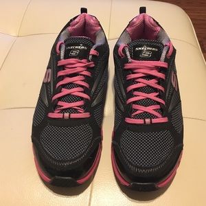 Skechers black and pink sneakers