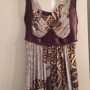 Sky blue and brown patterned maxi dress