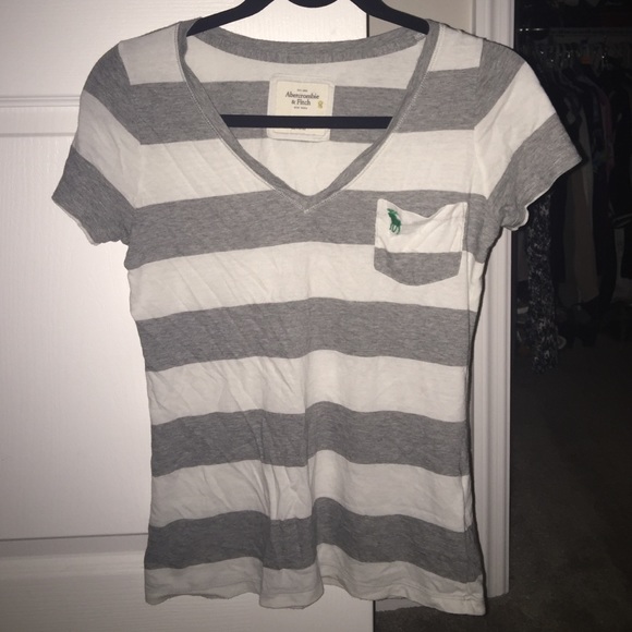 White & Gray striped Tee
