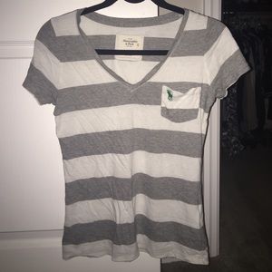 White & Gray striped Tee