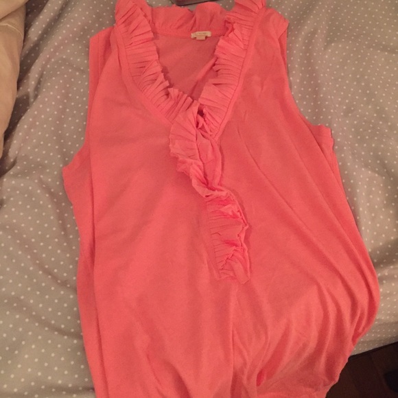 Jcrew pink sleeveless ruffle front top