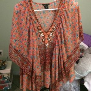 Flowy Beaded Patterned Top